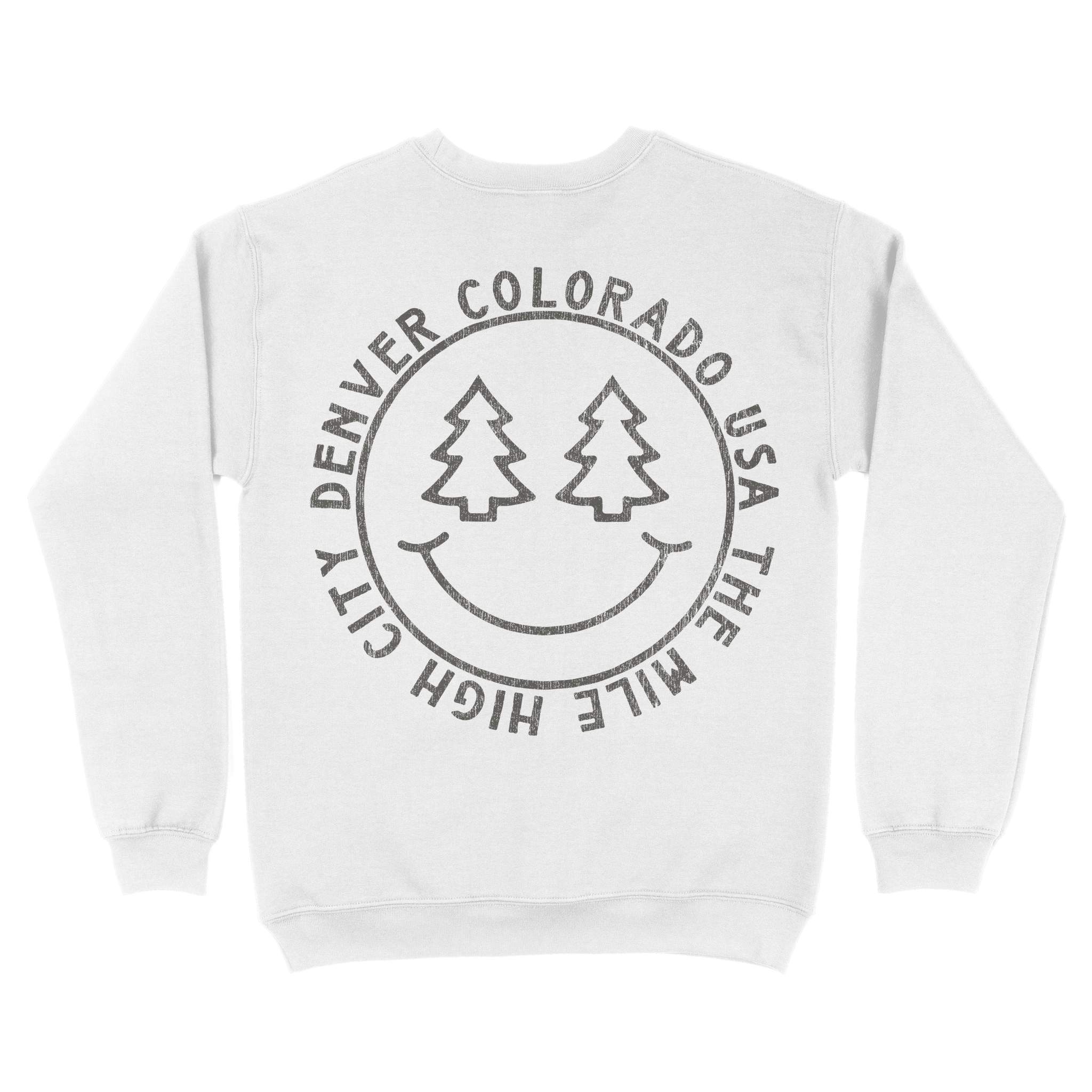 Denver Smiley Face Crewneck White back