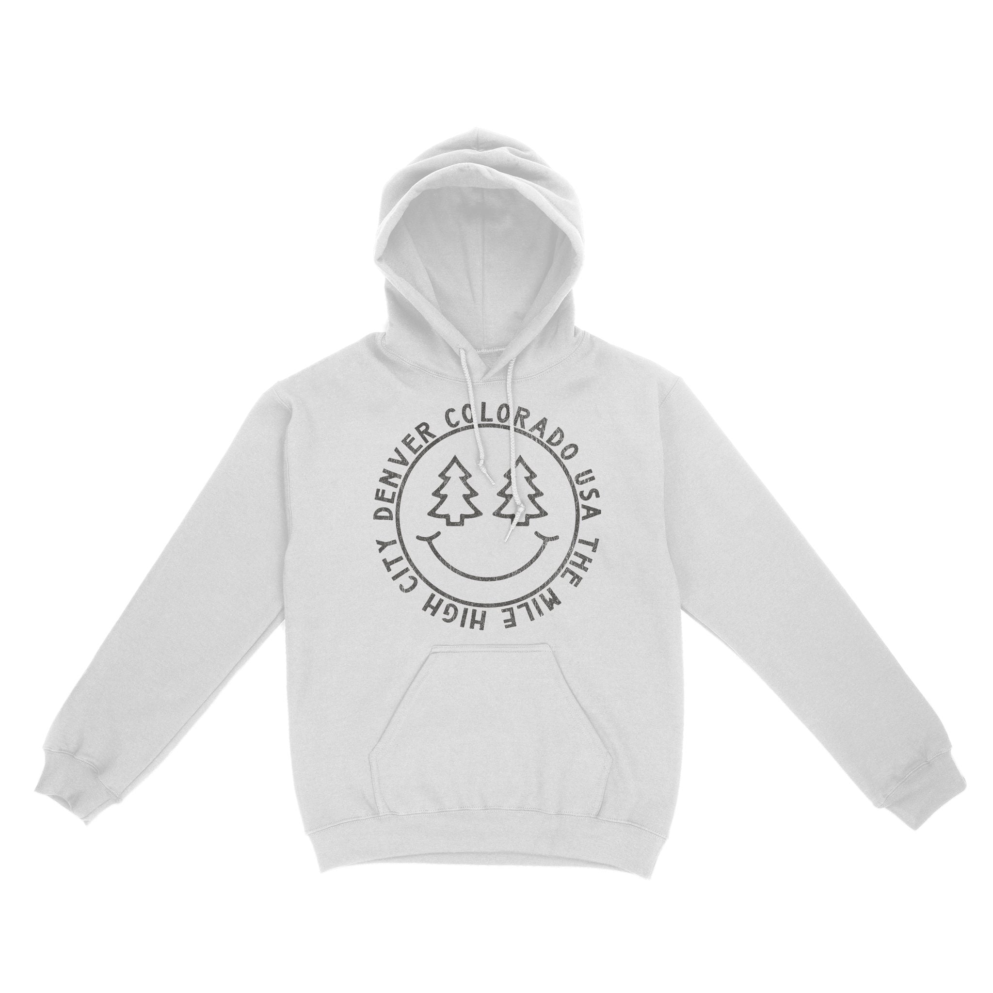 Denver Smiley Face Hoodie White front