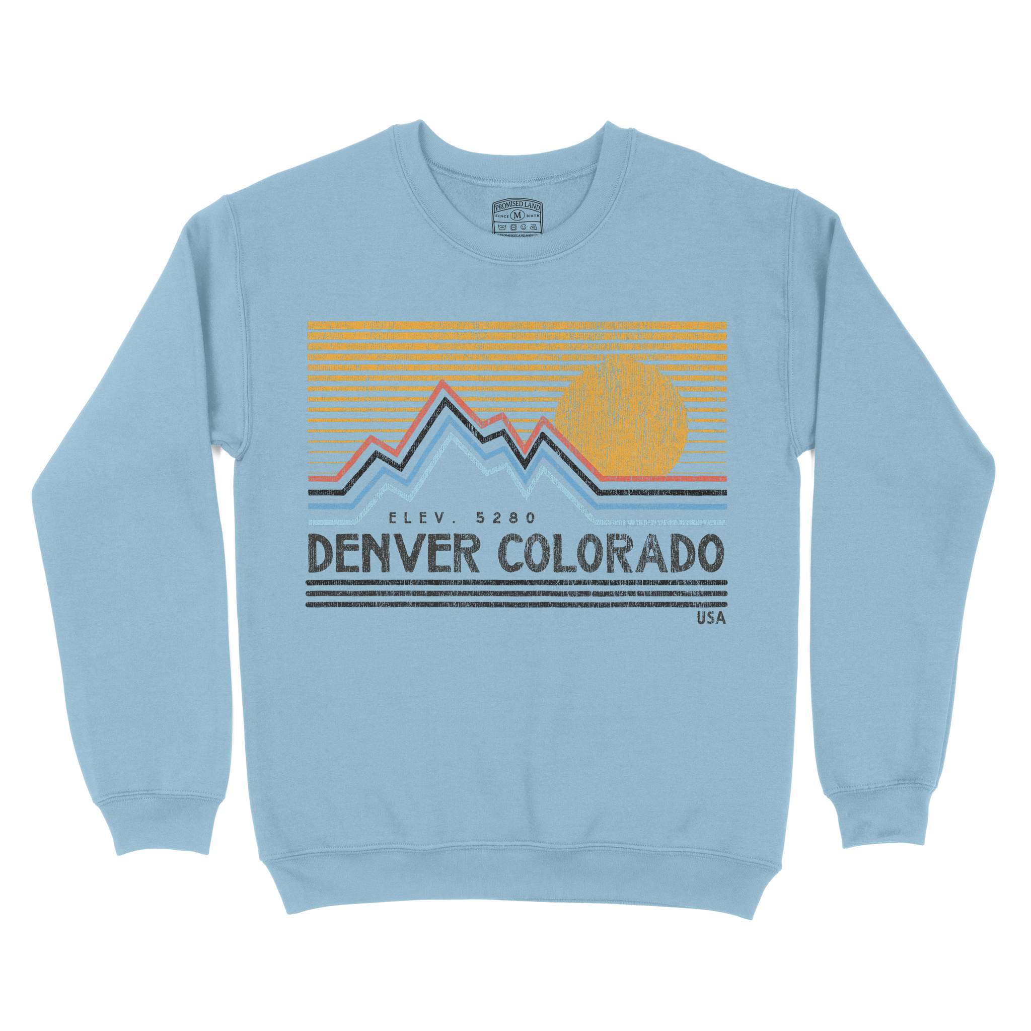 Denver Sunset Crewneck Light Blue front