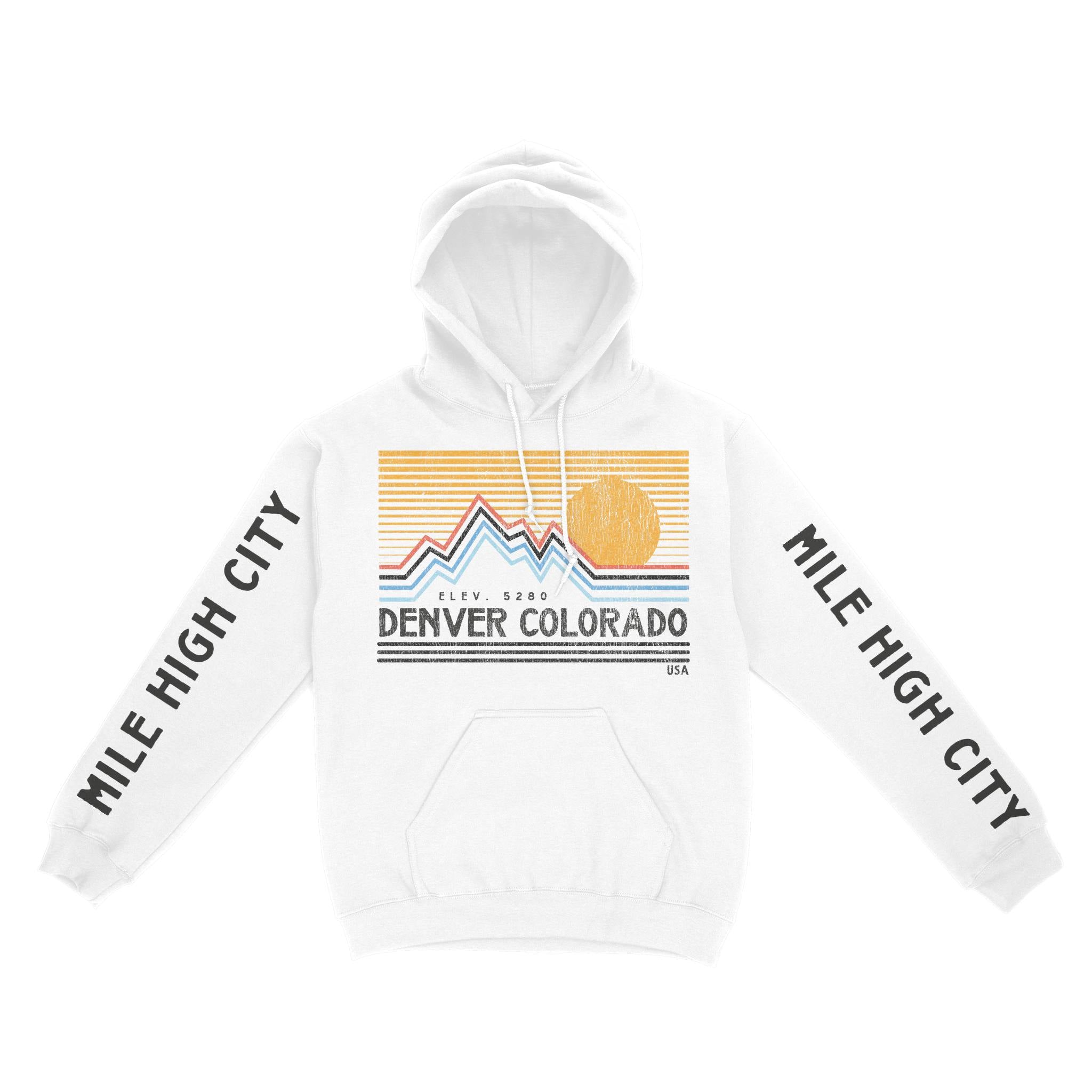 Denver Hoodie in White - front-sleeves view