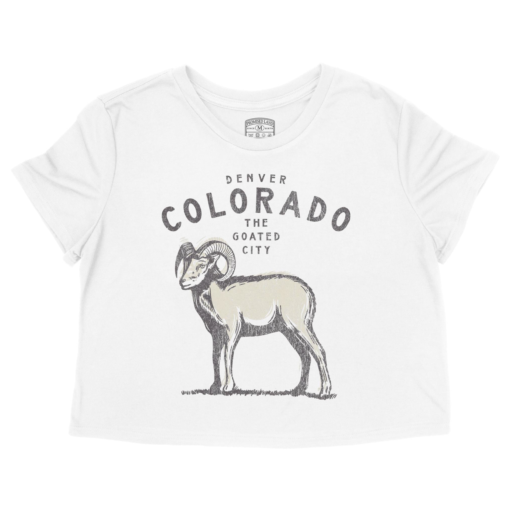 Denver Goat Cropped Tee White front
