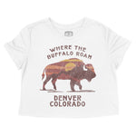 Denver Buffalo Western Cropped Tee White front
