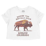 Denver Buffalo Western Cropped Tee White front