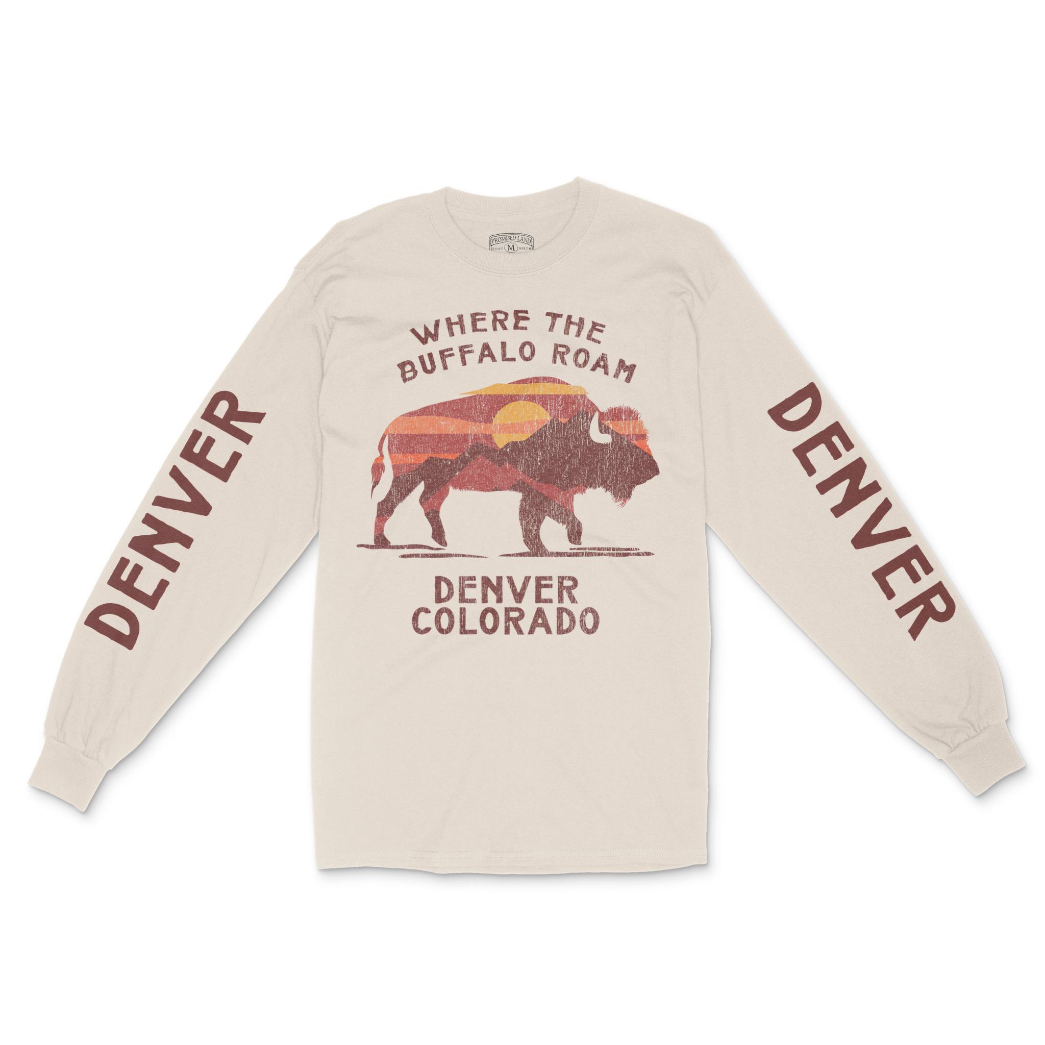 Denver Buffalo Western Longsleeve in Natural - front view with sleeves