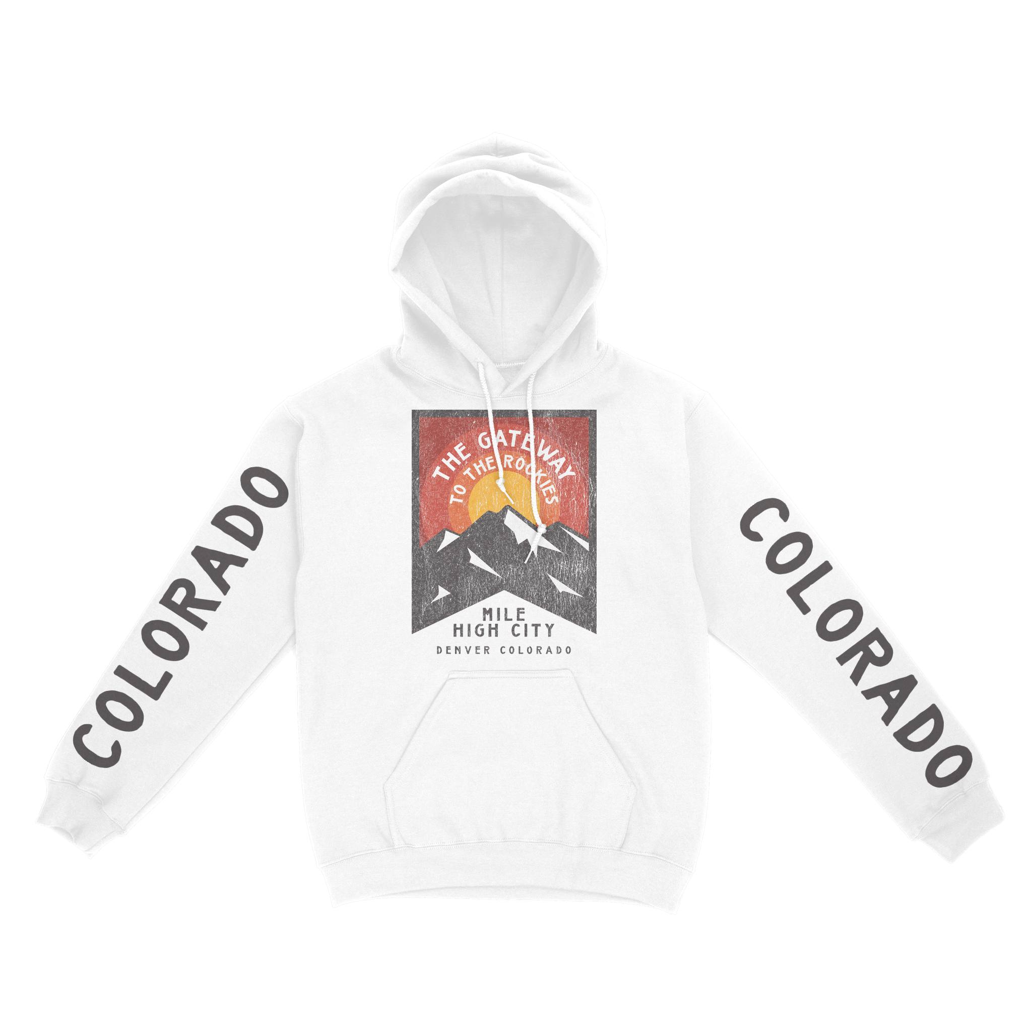 Denver Hoodie in White - front-sleeves view