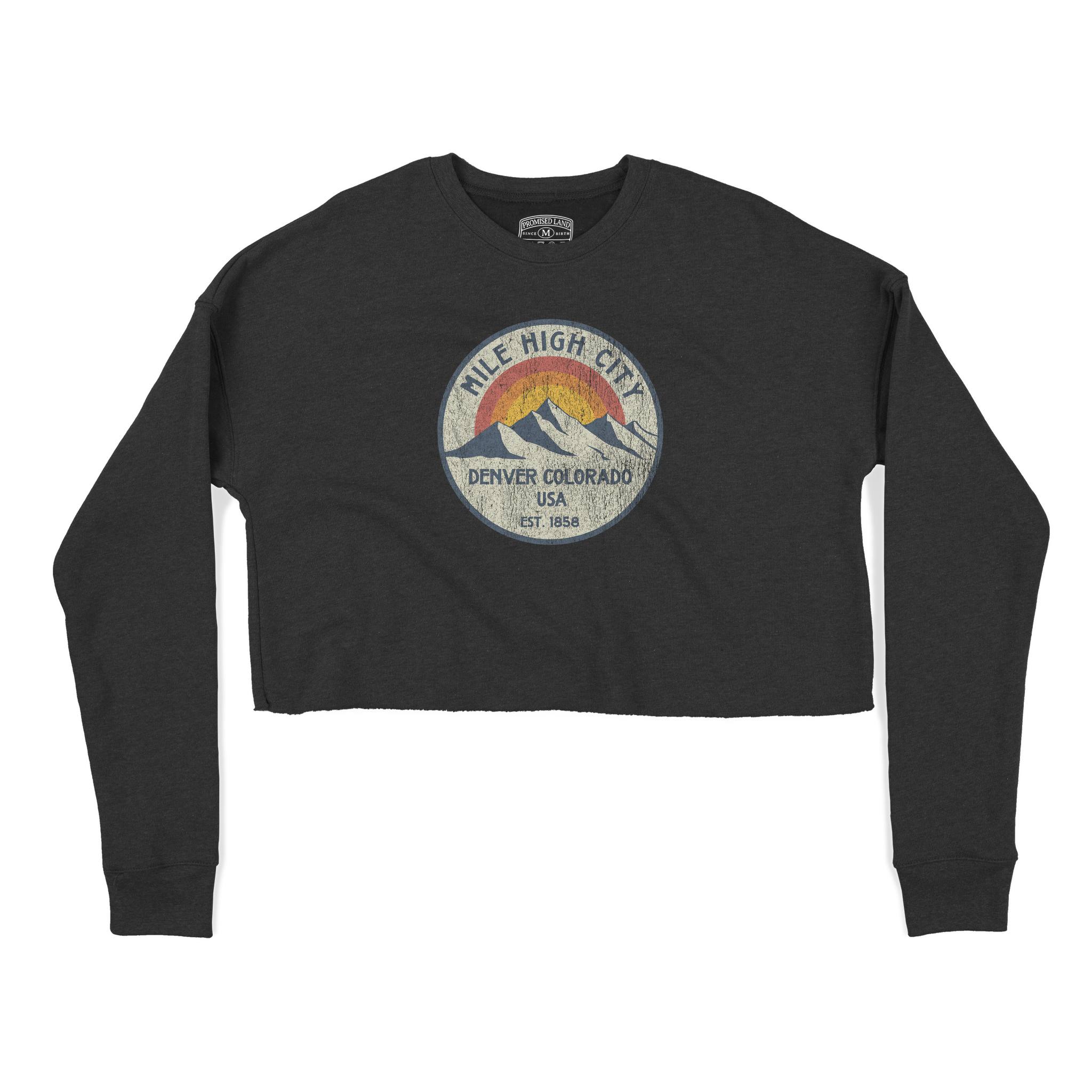 Denver Cropped Crew in Black - front view
