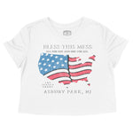 Asbury Park Western Map Cropped Tee in White - front view