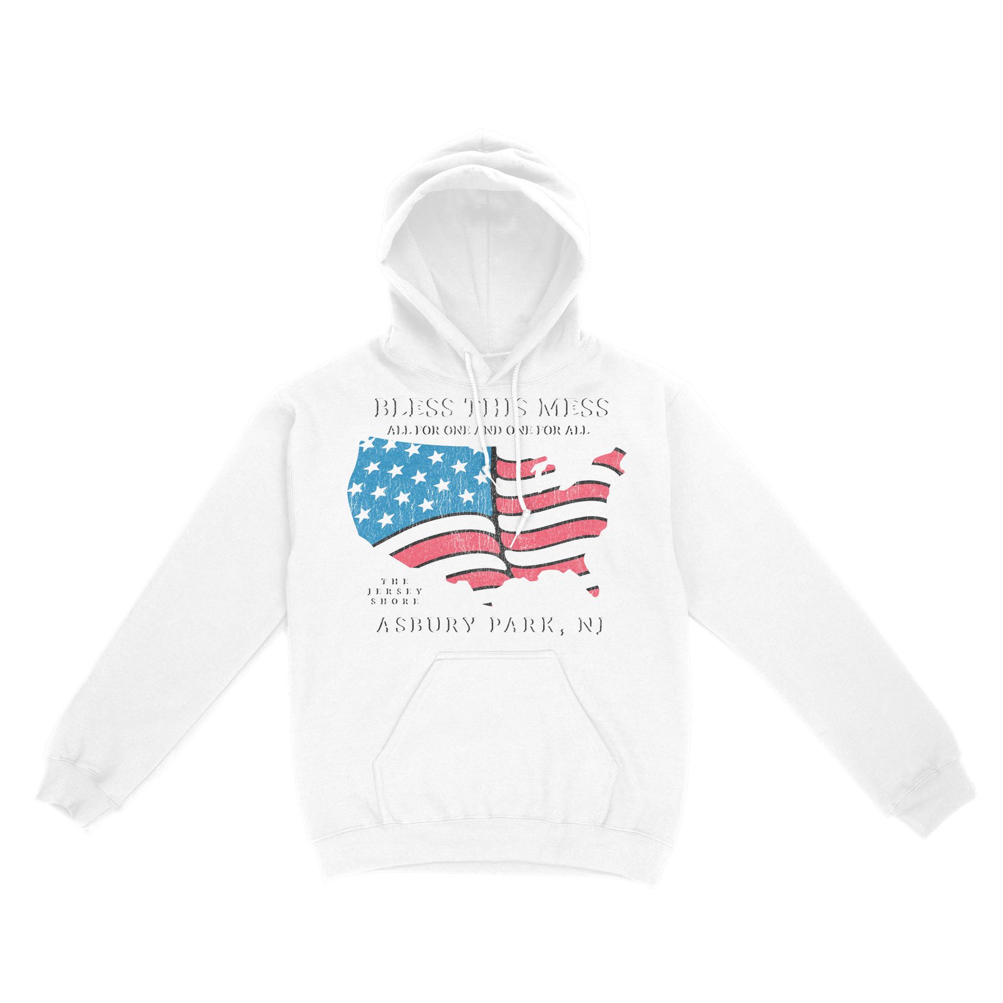 Asbury Park Western Map Hoodie in White - front view