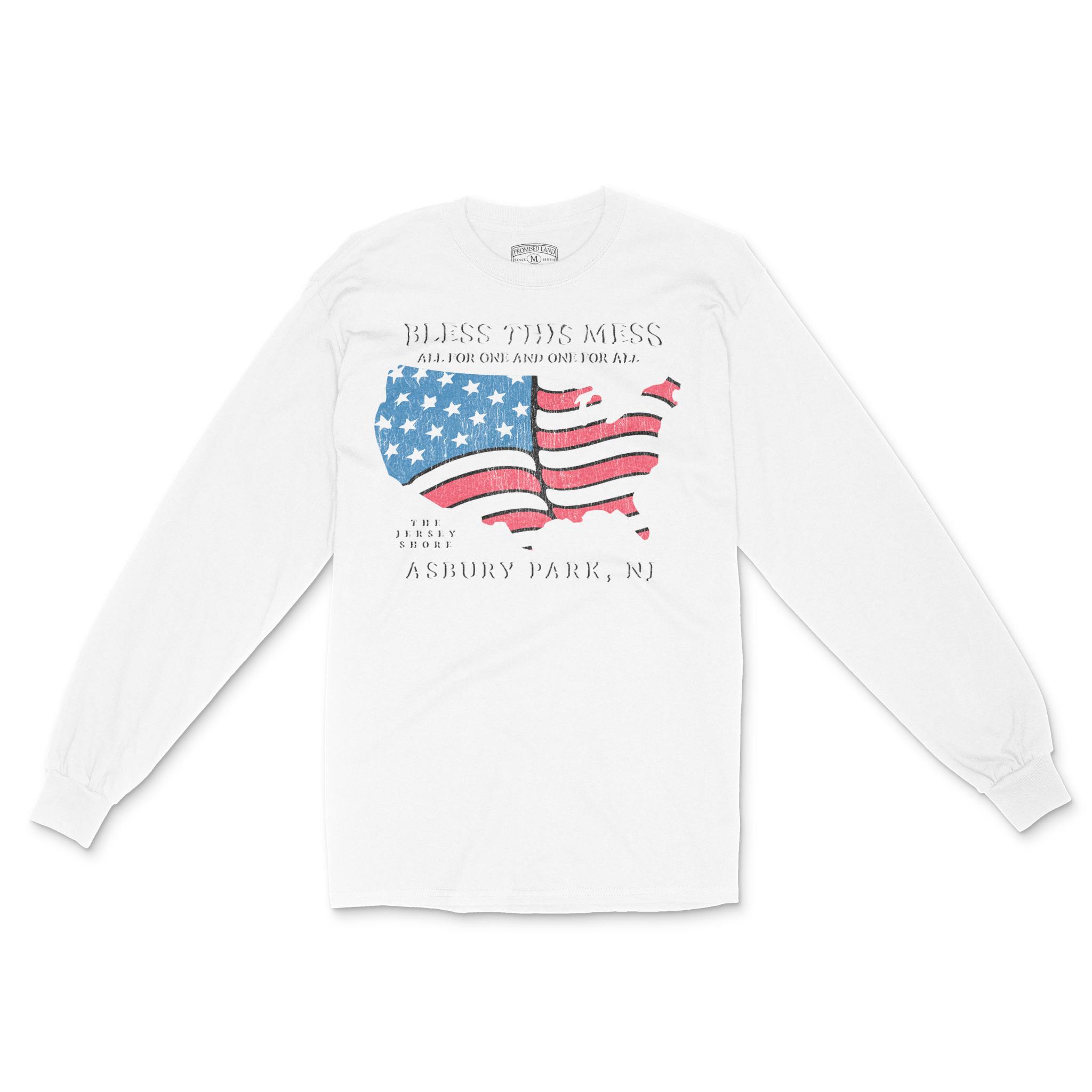 Asbury Park Western Map Longsleeve in White - front view