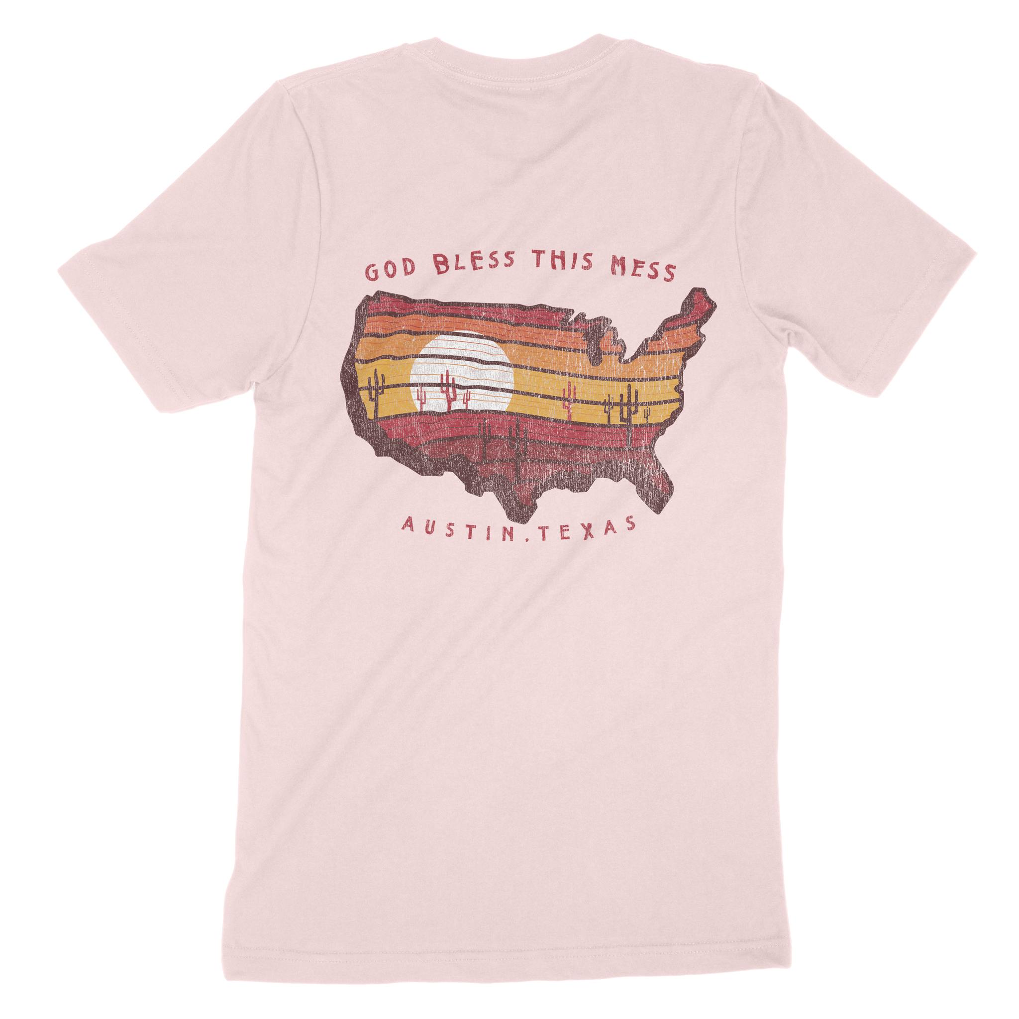 Austin Western Map T-Shirt Soft Pink back