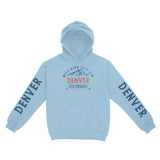 Denver Mile High 2 Hoodie in Light Blue - front view with sleeves