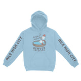 Denver Hoodie in Light Blue - front-sleeves view