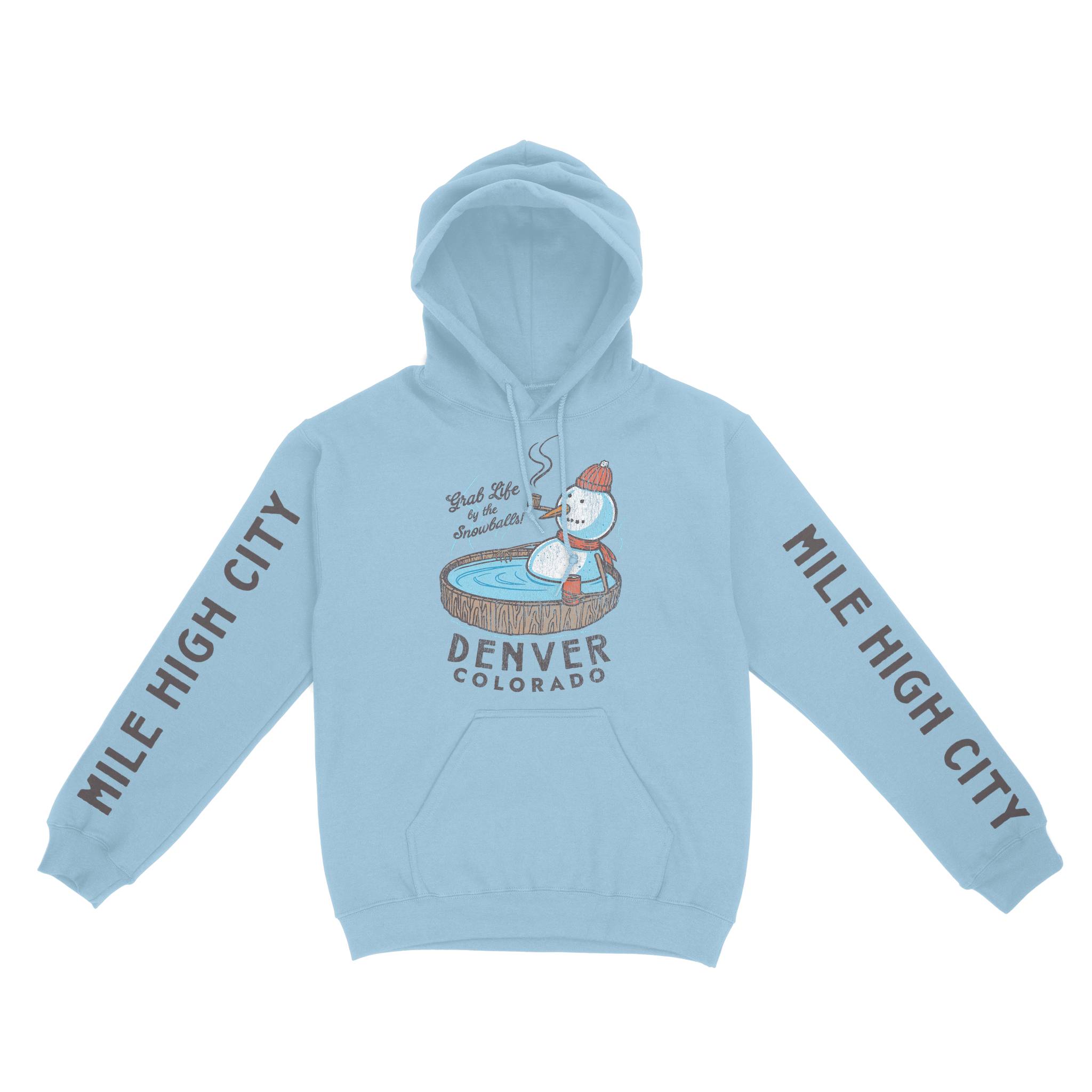 Denver Hoodie in Light Blue - front-sleeves view