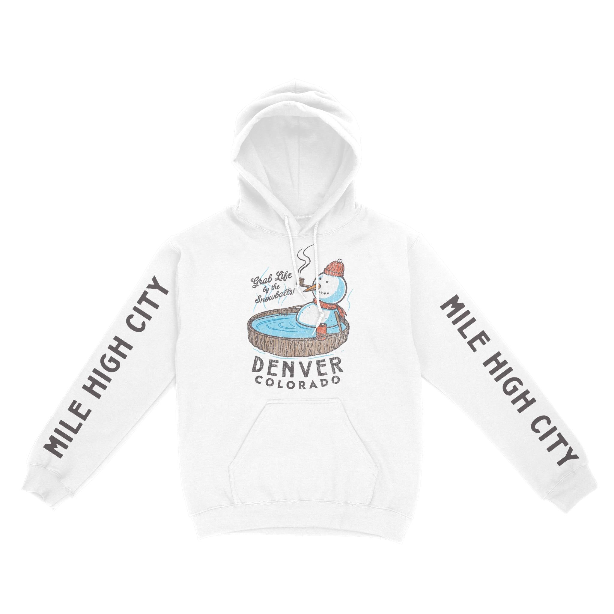 Denver Hoodie in White - front-sleeves view