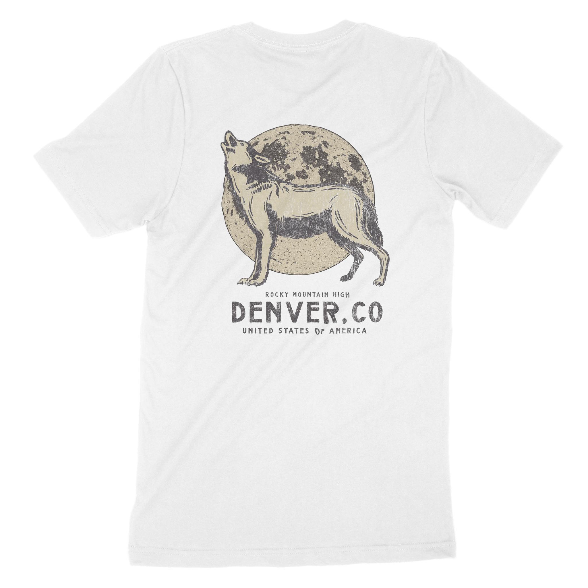 Denver Howling Wolf T-Shirt in White - back view