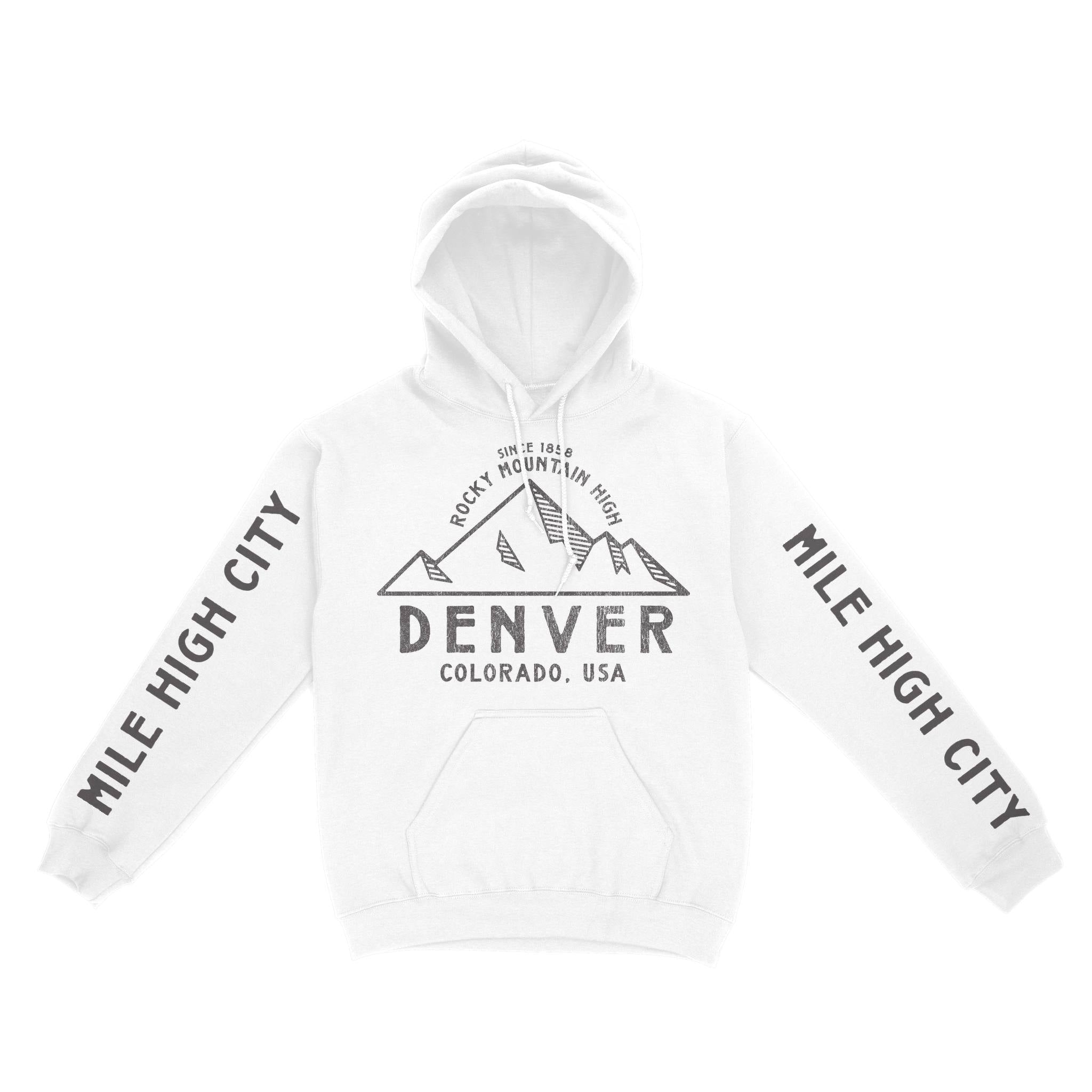 Denver Hoodie in White - front-sleeves view