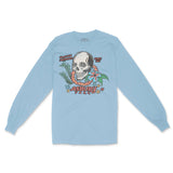 Asbury Park Skull Tropical Longsleeve in Light Blue - front view