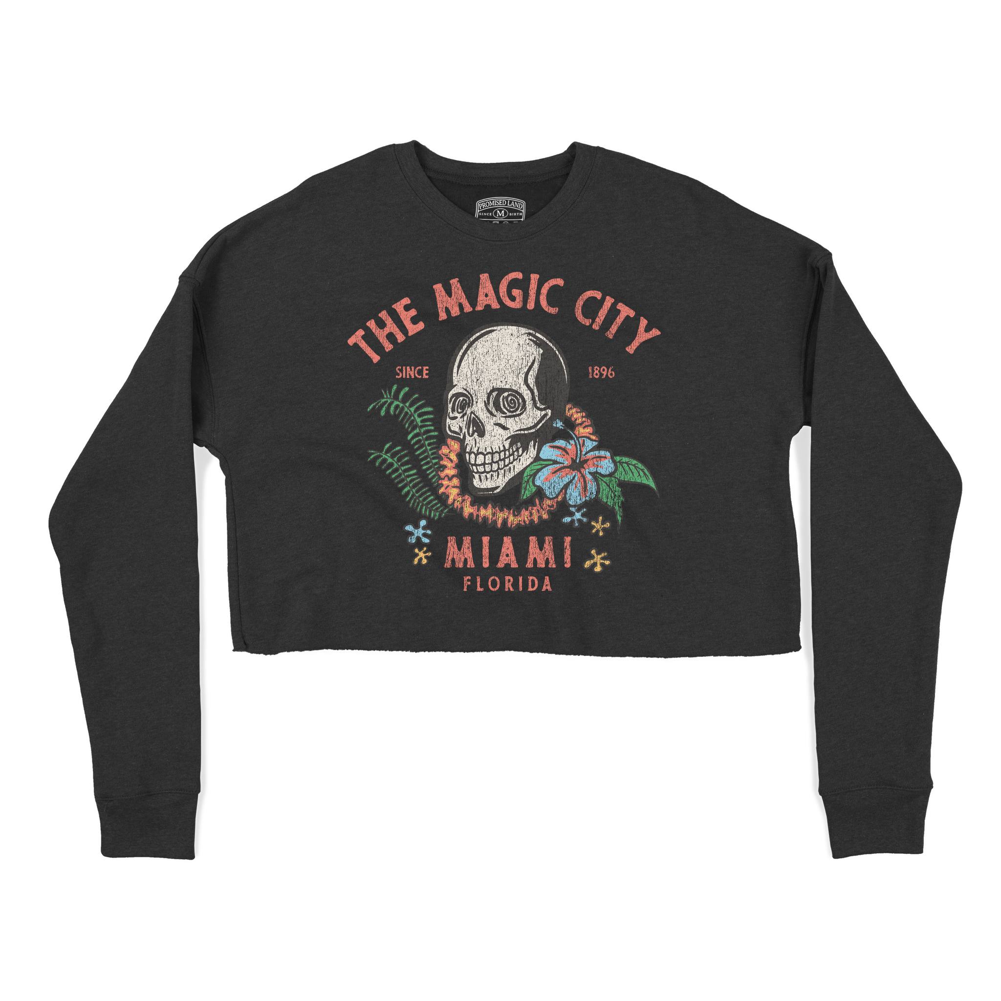 Miami Cropped Crew in Black - front view