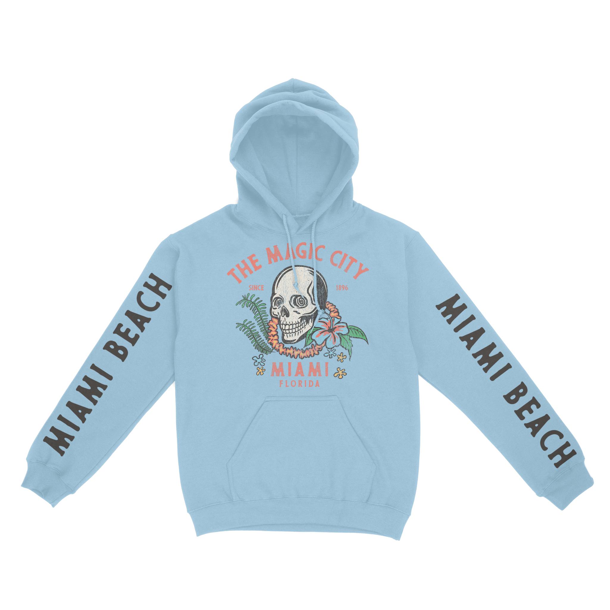 Miami Hoodie in Light Blue - front-sleeves view