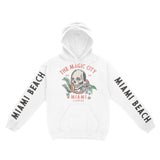 Miami Hoodie in White - front-sleeves view