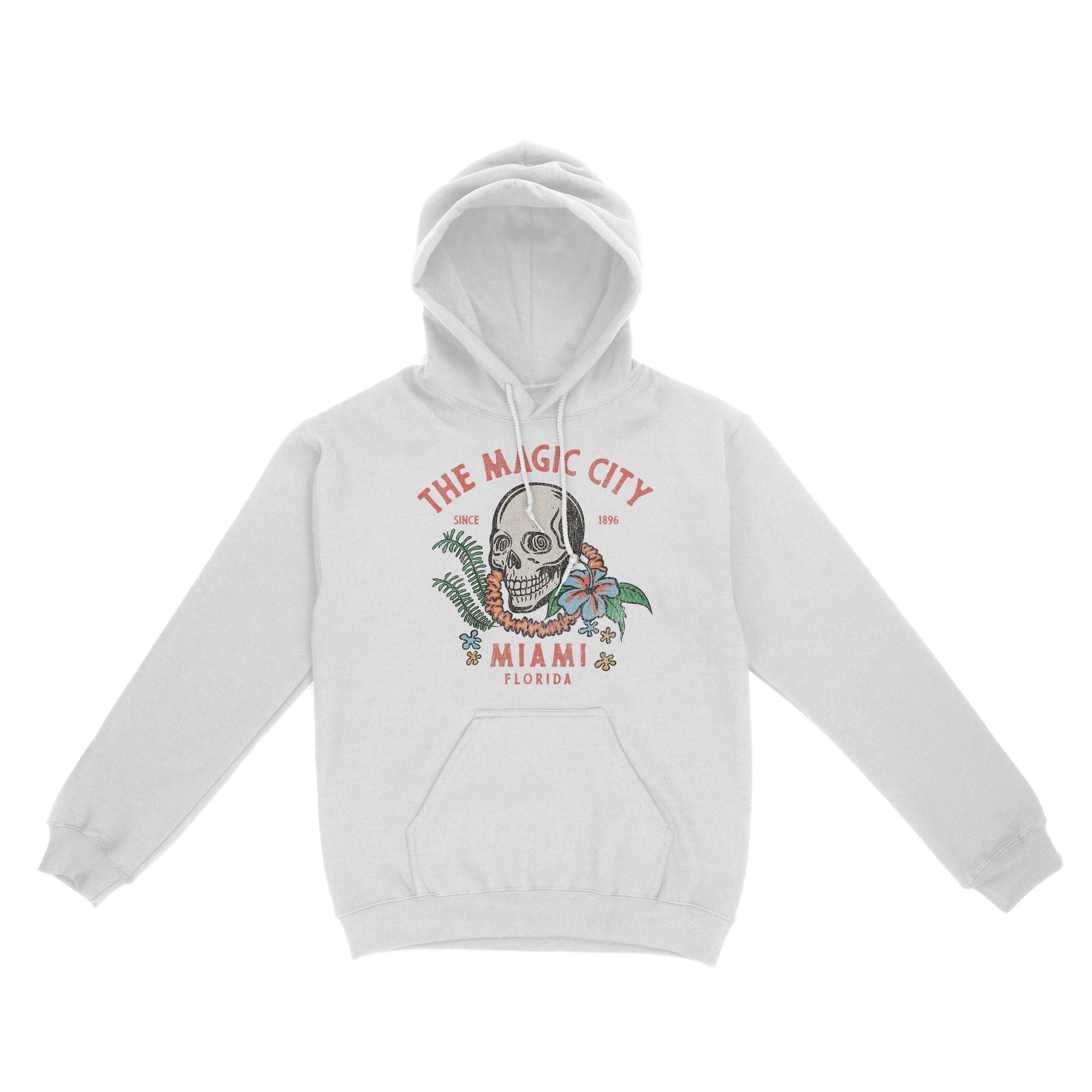 Miami Skull Tropical Hoodie White front