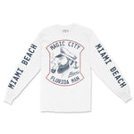 Miami Hey Sailor Longsleeve in White - front view with sleeves