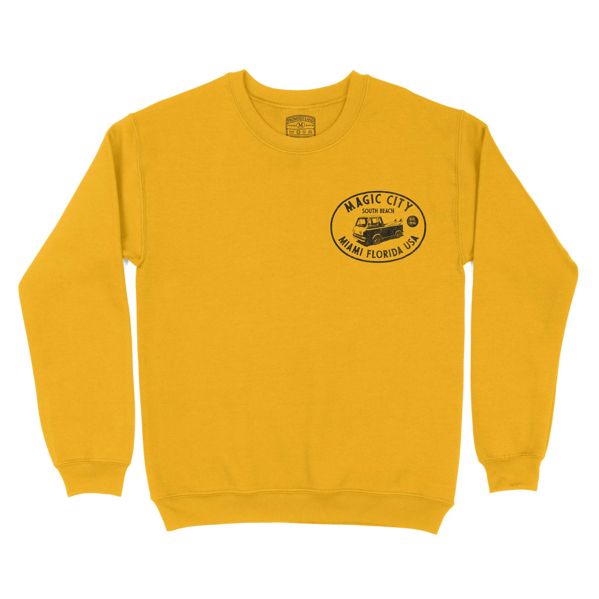 Miami Surf Classic Crewneck Gold front