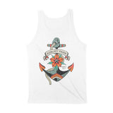 Asbury Park Tattoo Anchor Tank Top in White - back view