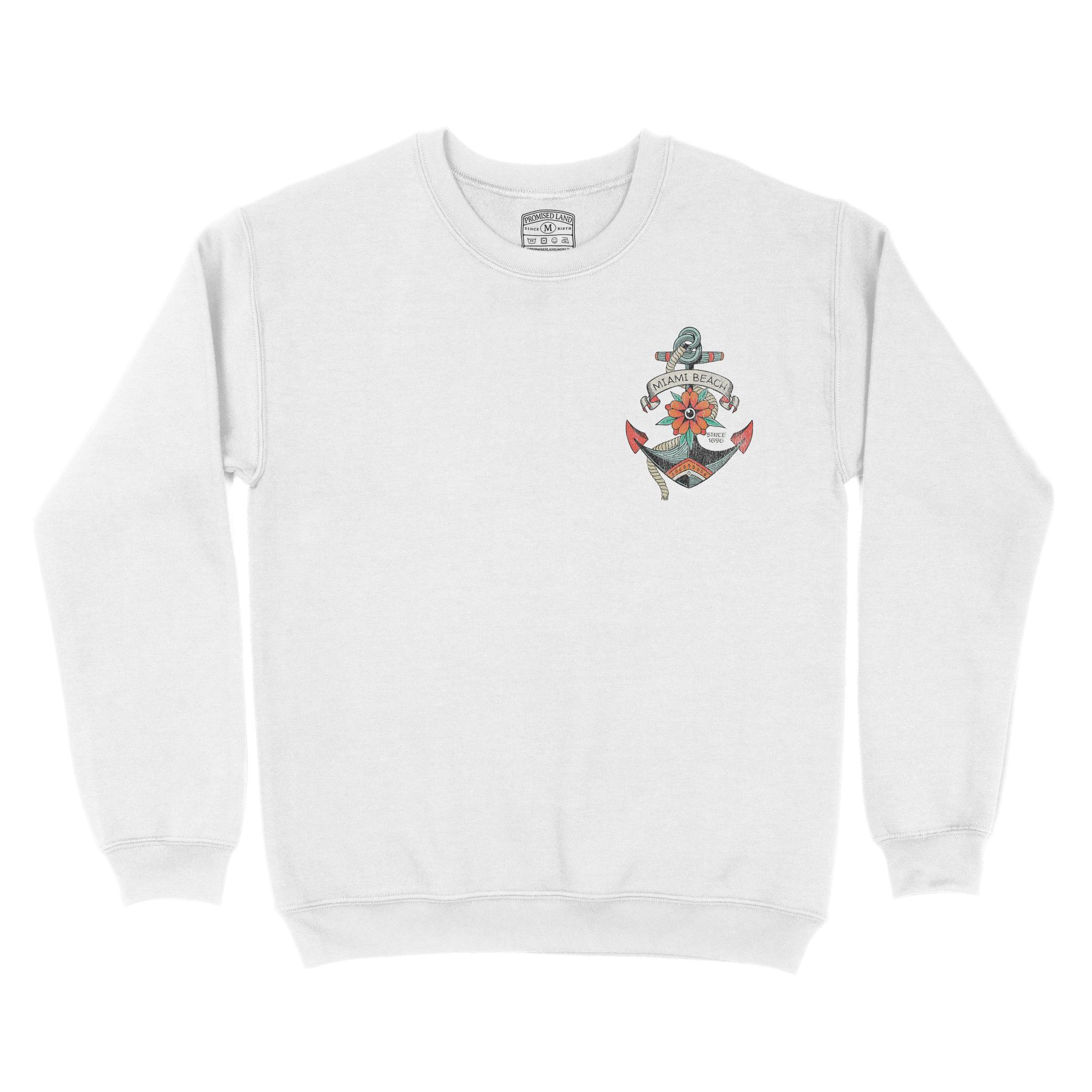 Miami Tattoo Anchor Crewneck White front