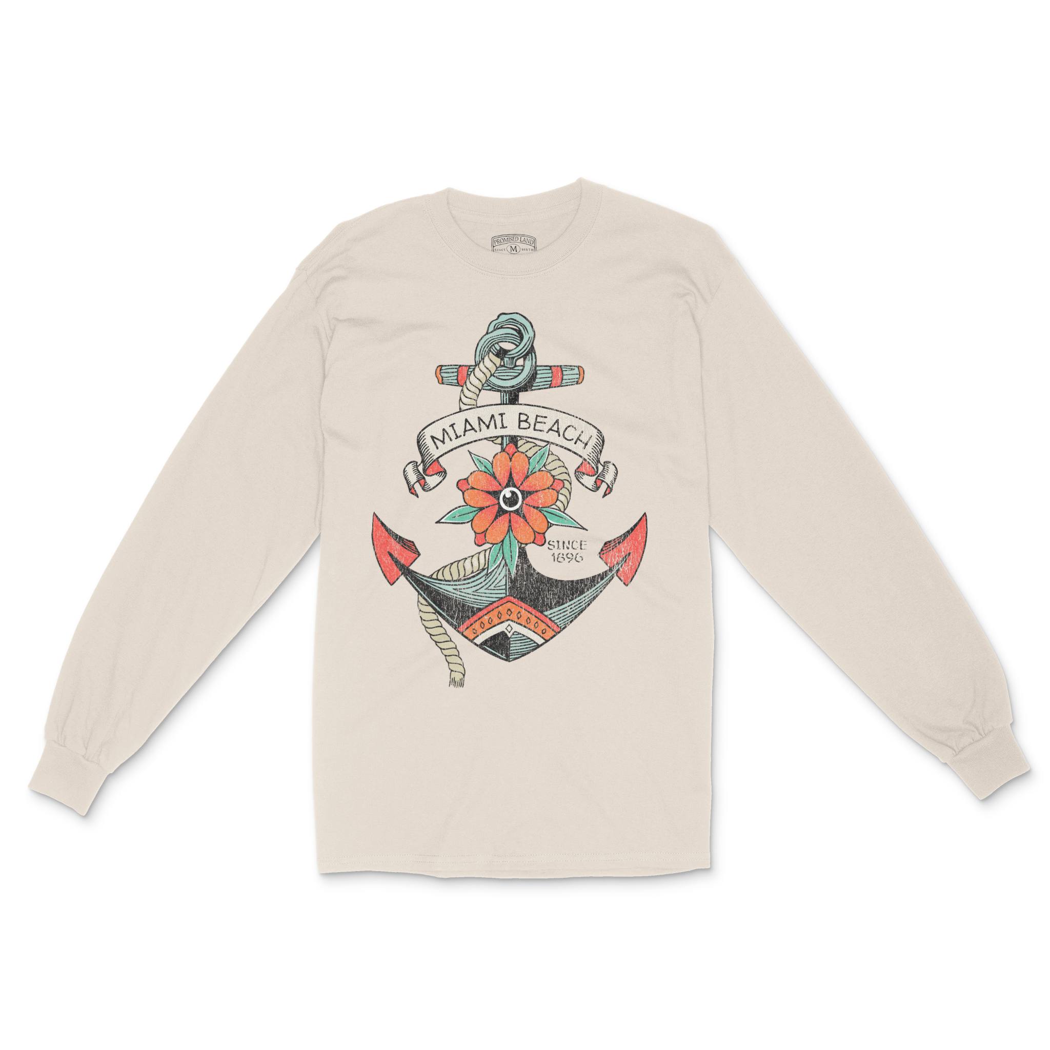 Miami Tattoo Anchor Longsleeve in Natural - front view