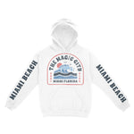 Miami Hoodie in White - front-sleeves view