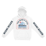 Miami Hoodie in White - front-sleeves view