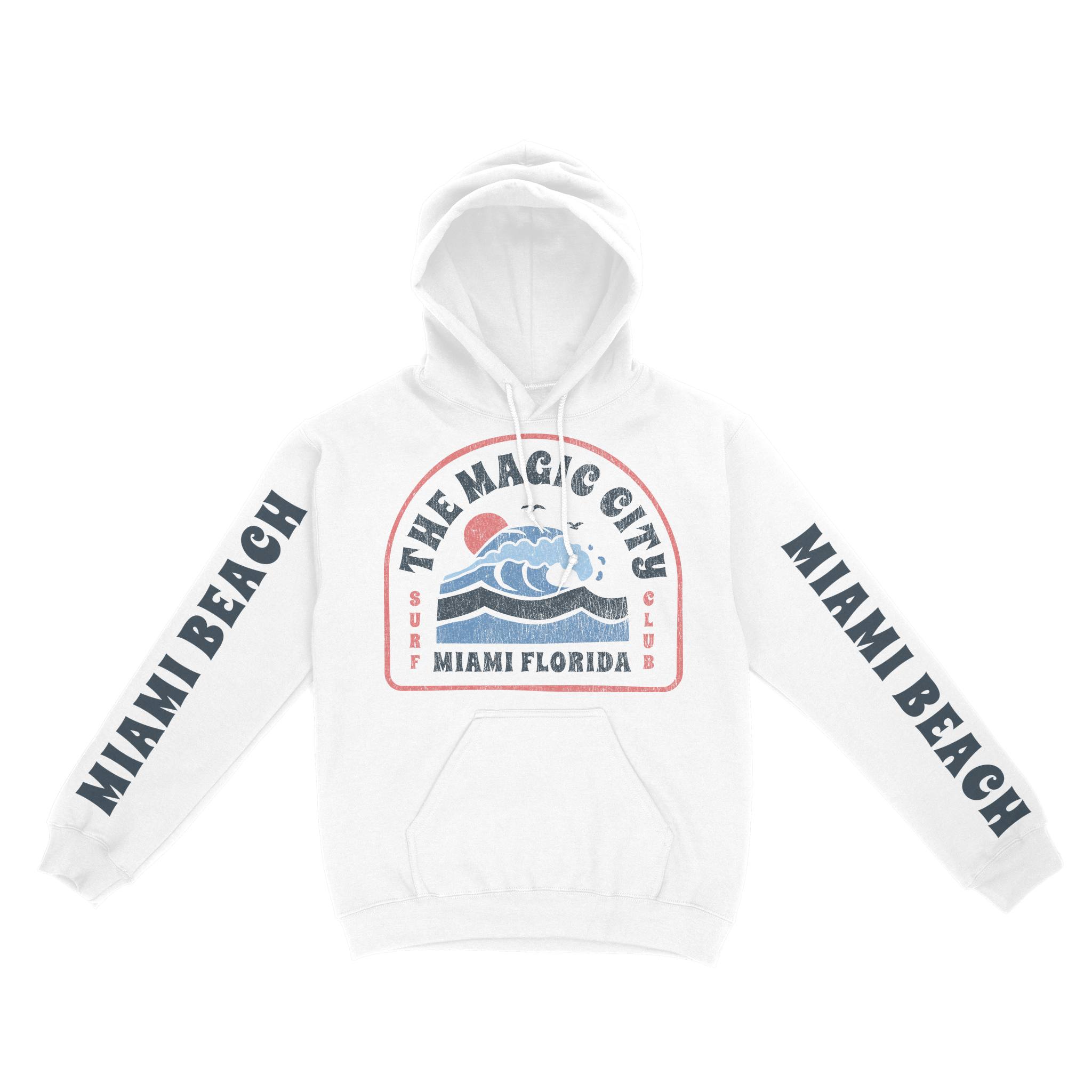 Miami Hoodie in White - front-sleeves view