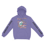 Asbury Park Catch Waves Hoodie in Violet - front with sleeves view