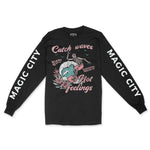 Miami Catch Waves Longsleeve in Black - front view with sleeves