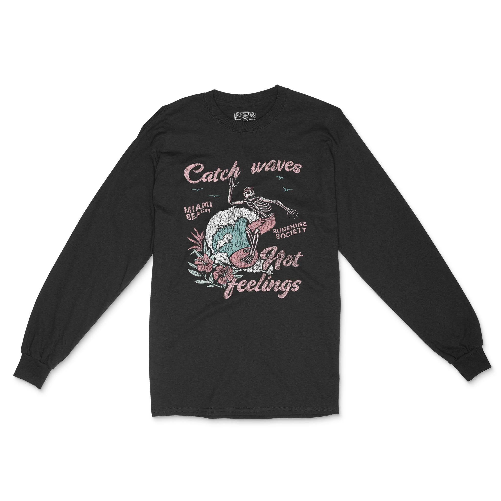 Miami Catch Waves Longsleeve in Black - front view