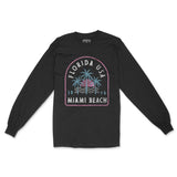 Miami 3 Palm Longsleeve in Black - front view