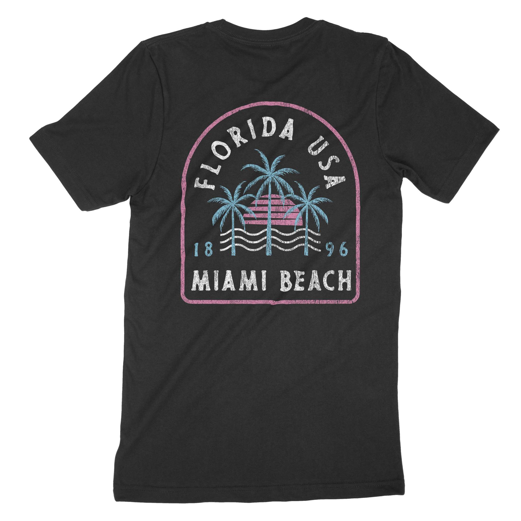Miami 3 Palm T-Shirt Black back