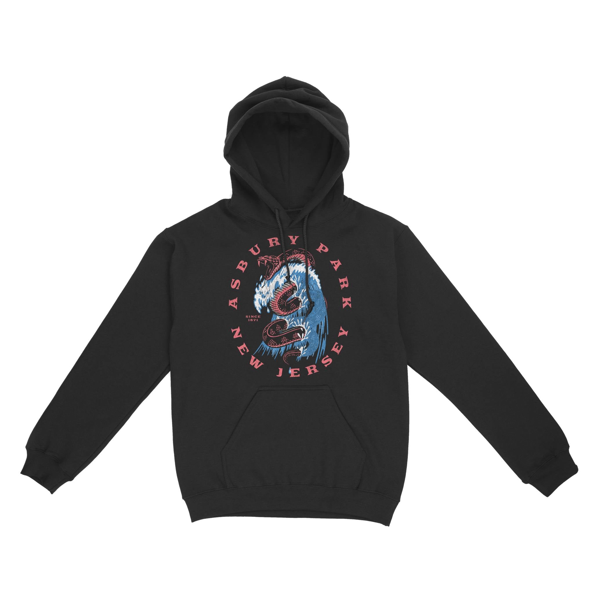 Asbury Park Wave Snake Hoodie in Black - front view
