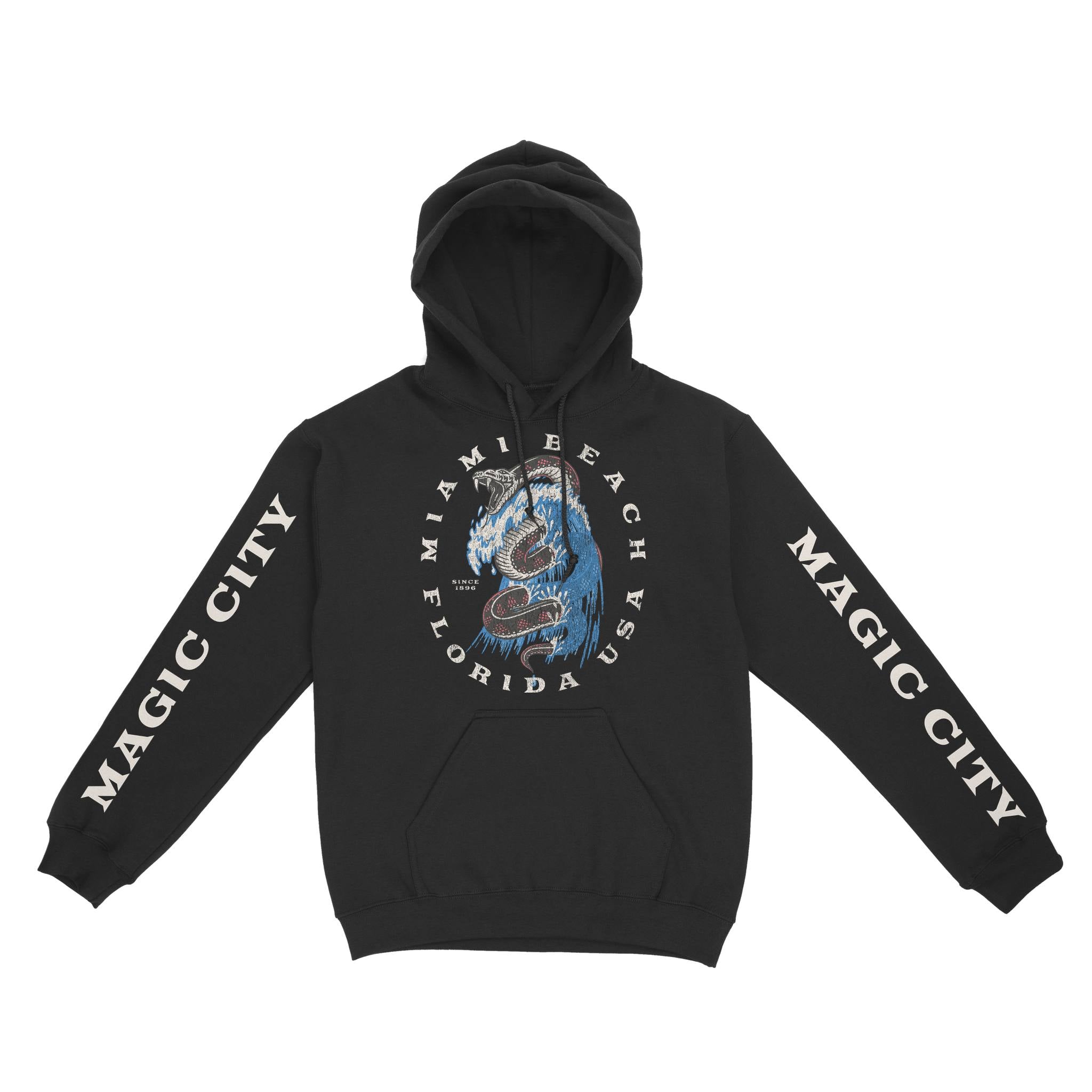 Miami Hoodie in Black - front-sleeves view