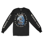 Miami Wave Snake Longsleeve in Black - front view with sleeves