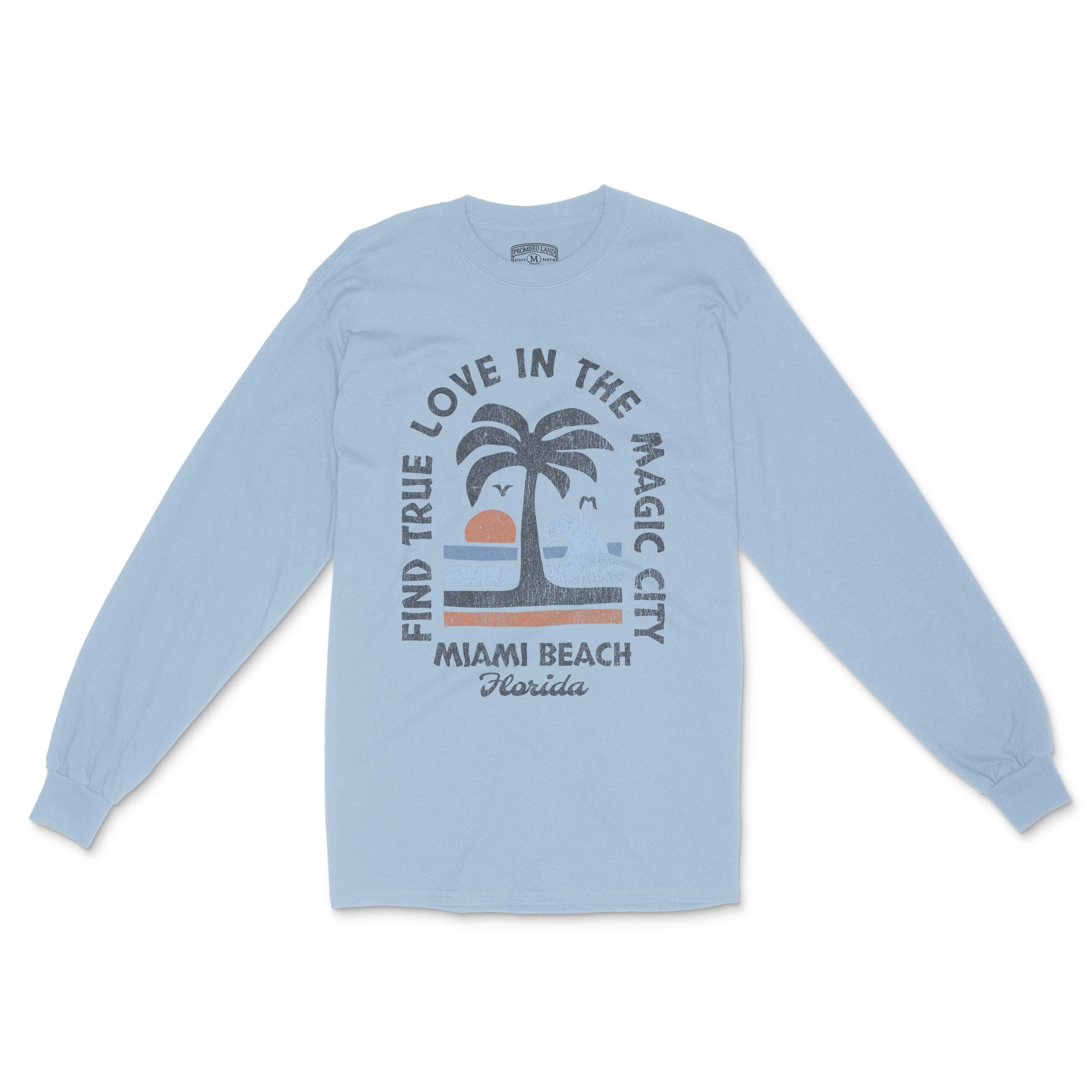 Miami Palm Set Longsleeve in Light Blue - front view