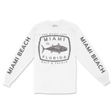 Miami Big Tuna Longsleeve in White - front view with sleeves