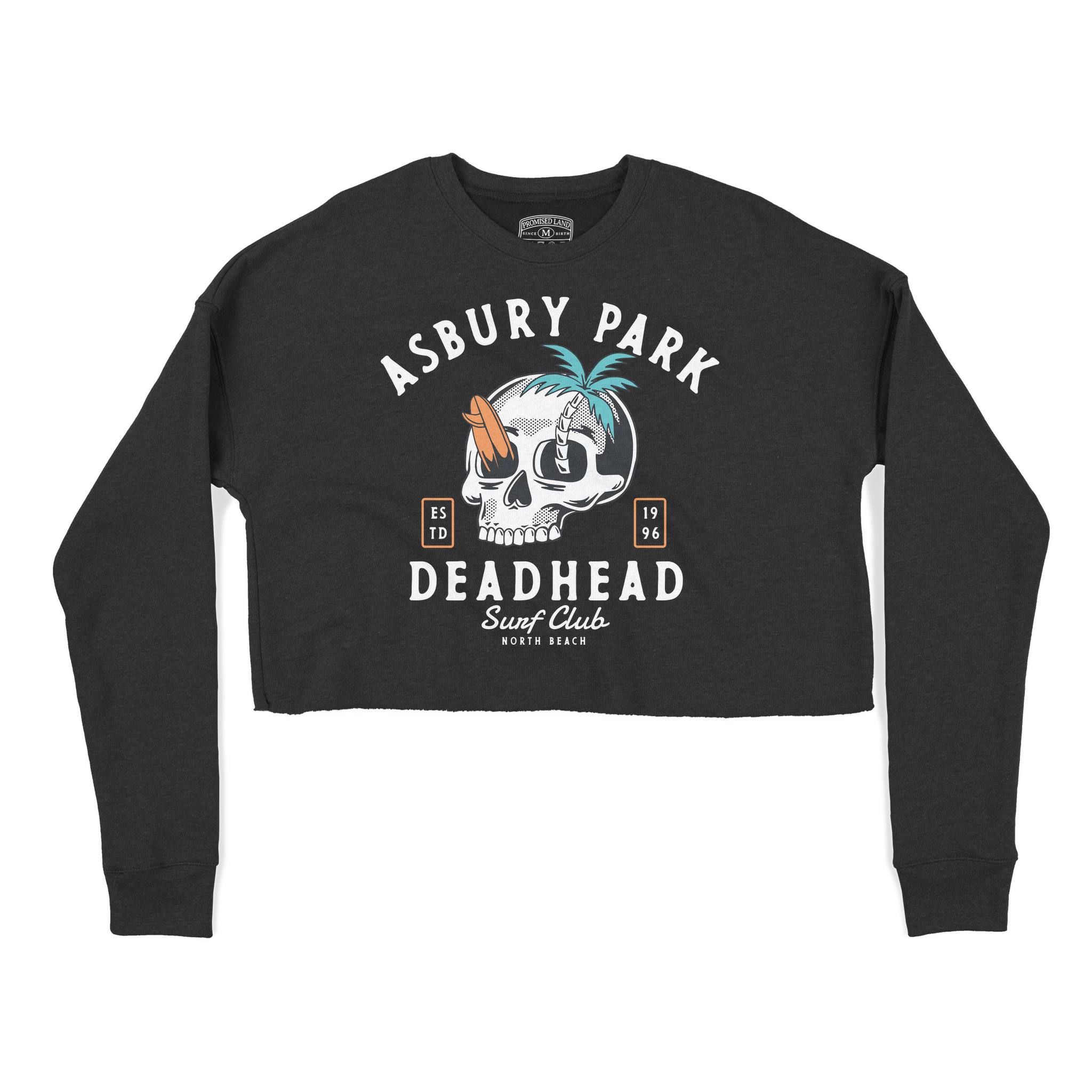 Asbury Park Deadhead Cropped Crew in Black - front view