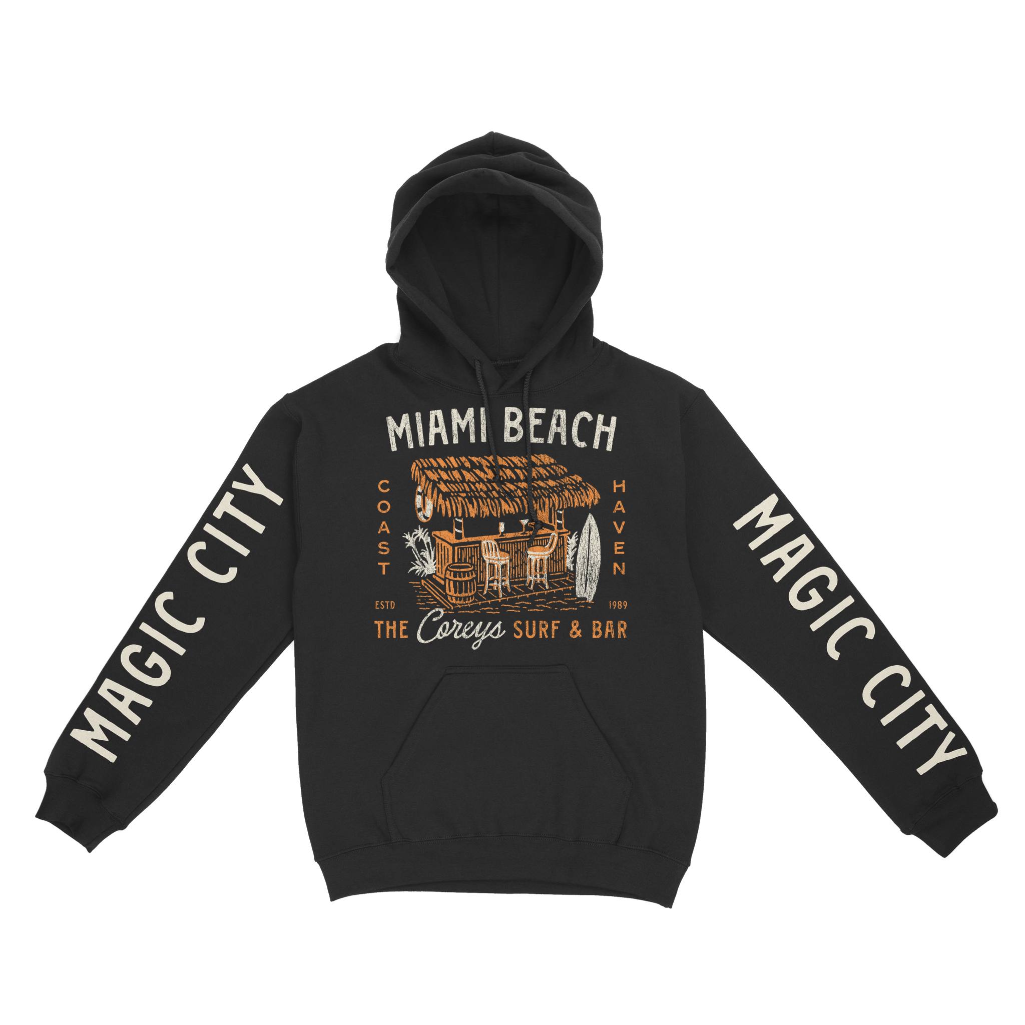 Miami Hoodie in Black - front-sleeves view