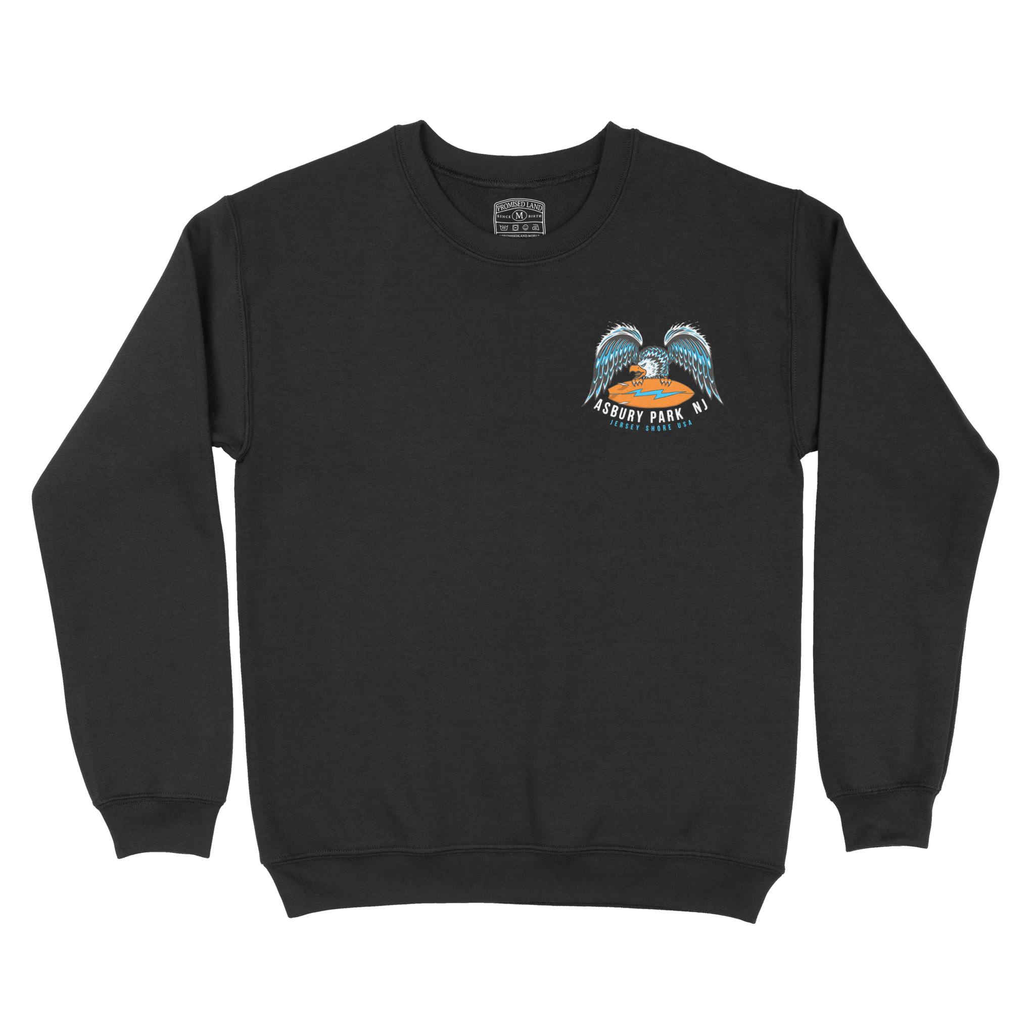 Asbury Park Americana Surf Crewneck in Black - front view