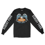 Asbury Park Americana Surf Longsleeve in Black - front with sleeves view