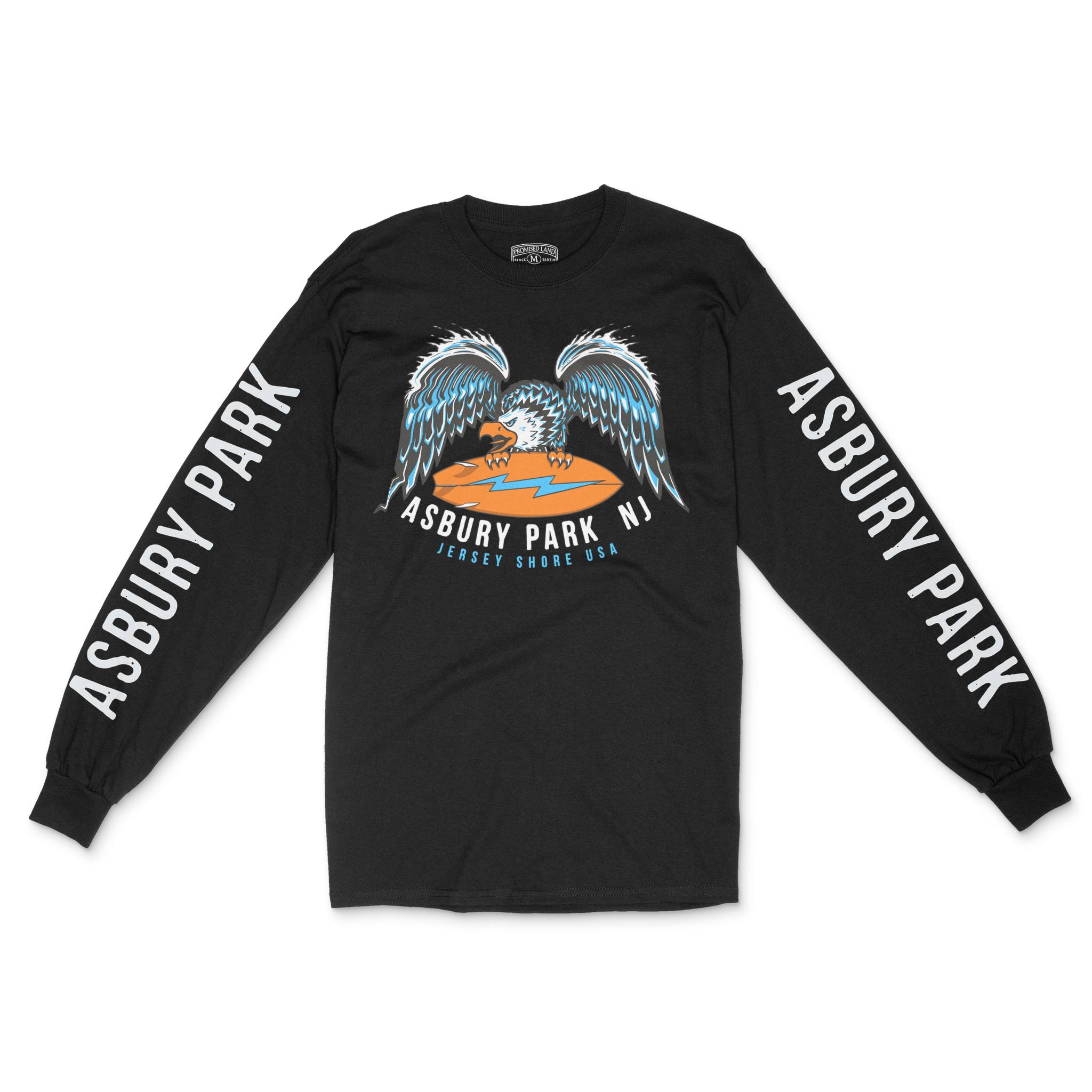 Asbury Park Americana Surf Longsleeve in Black - front with sleeves view