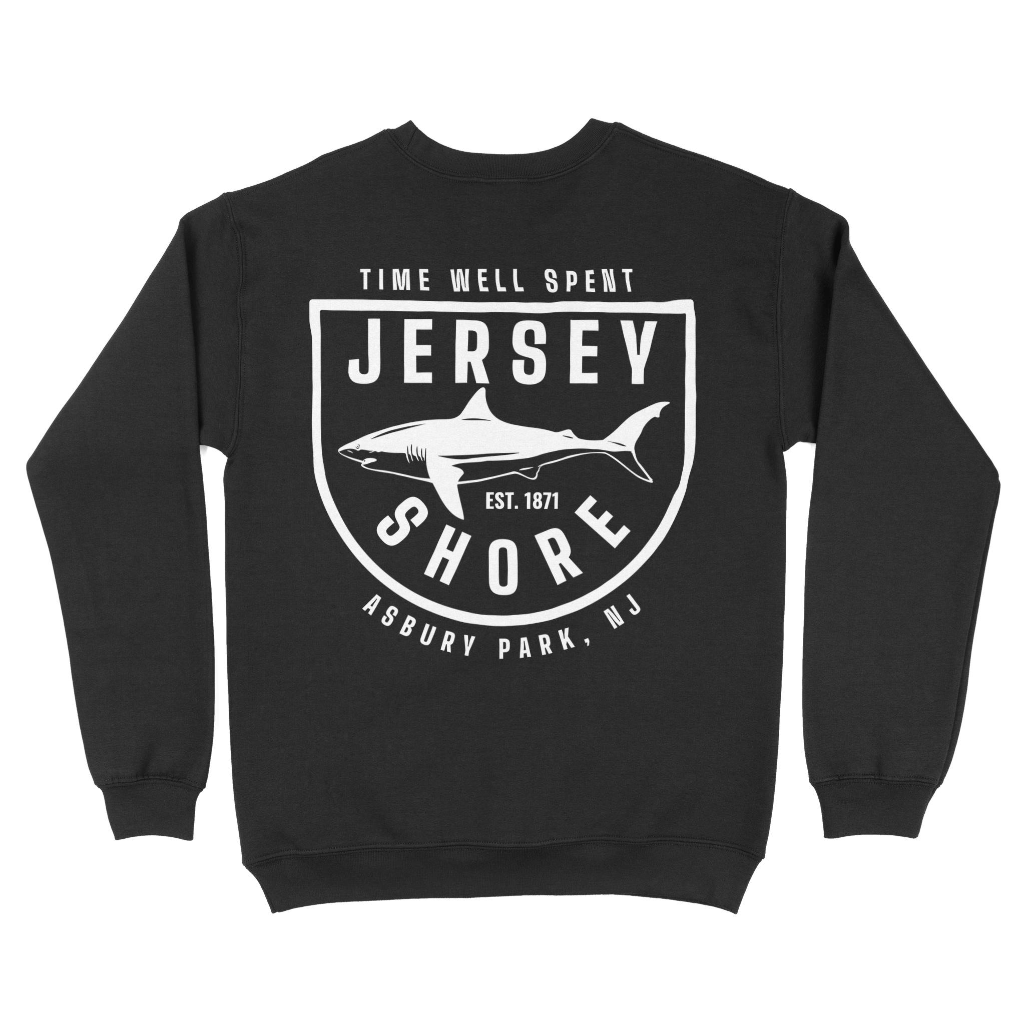 Asbury Park Shark Classic Crewneck in Black - back view