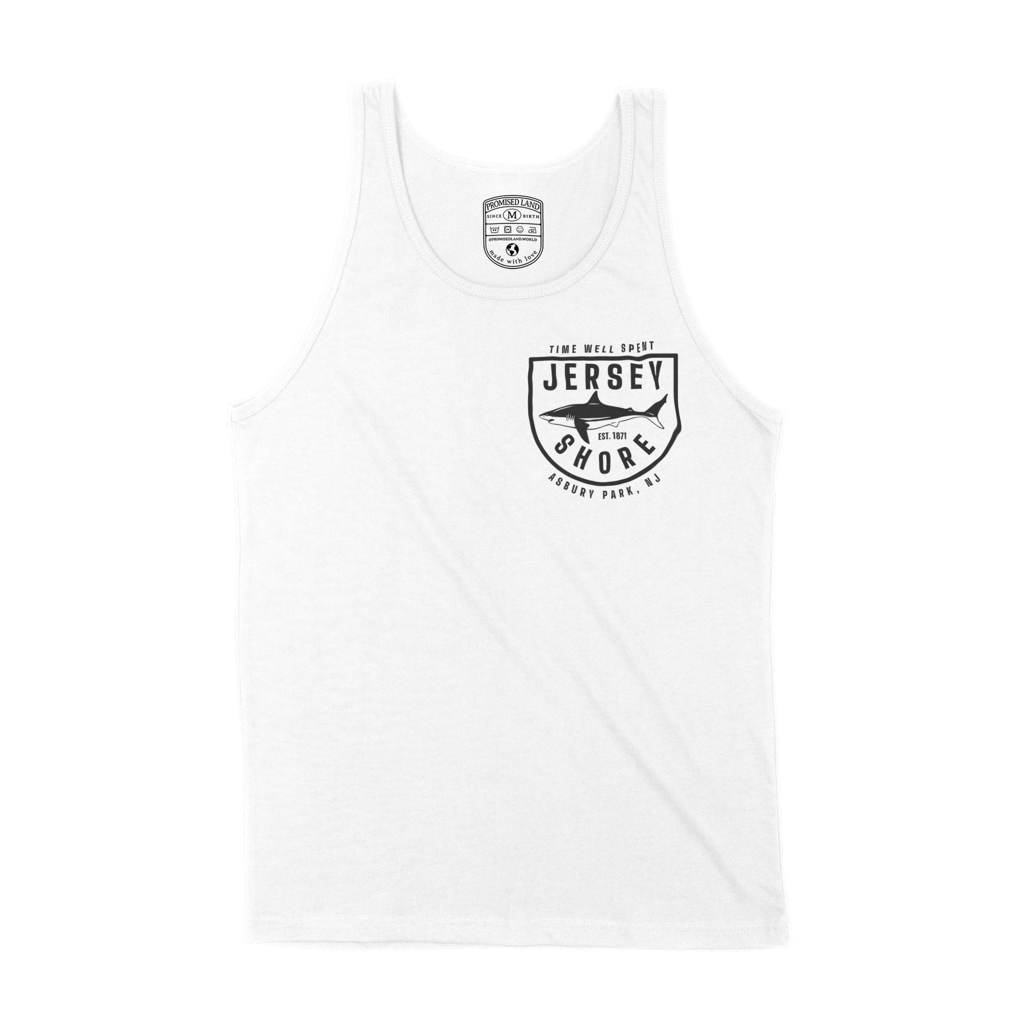 Asbury Park Shark Classic Tank Top in White - front view